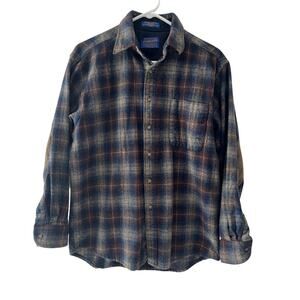 Pendleton Men's M 100% Virgin Wool Long Sleeve Elbow Patch Shirt VGC